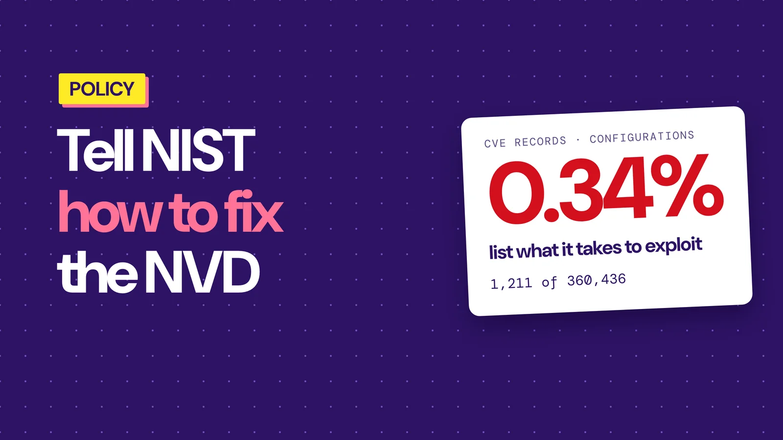 NIST is asking how to fix the NVD, go tell them